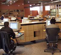 students in the library cafe image