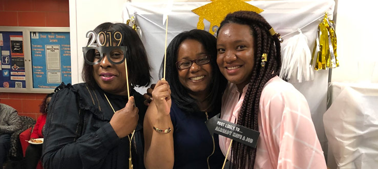 CHST graduates Leeba McLeod, StacyAnn DeSouza (recipient of the Certificate of Recognition Senior Award), and Renella Thomas