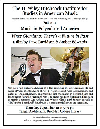 Poster for Vince Giordano: <em>There’s a Future in Past</em> a film by Dave Davidson & Amber Edwards