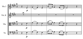 Figure 3. Parker, <em>Singers Glen</em>, Act 2, Scene 2, <em>Mount Ephraim</em>, mm. 4-7. Used by permission of Hinshaw Music, Inc.