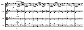 Figure 6. Parker, <em>Singers Glen</em>, Act 2, Scene 2, <em>Irish Washerwoman</em>, mm. 41-49. Used by permission of Hinshaw Music, Inc.