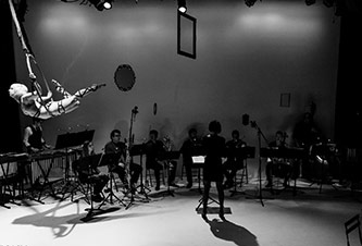 The Curiosity Cabinet performing Whitney George’s <em>Night, Like Velvet: in Twelve Letters</em>. Photo by Aleks Karjaka — Karjaka Studios