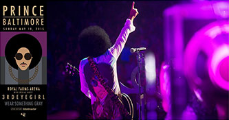 Rally 4 Peace concert poster / Prince performing in Baltimore, 10 May 2015. Courtesy of Warner Music publicity; http://press.wbr.com/prince