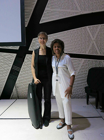 Tania León with Maja Cerar post performance of <em>Axon</em> at National Sawdust in 2016