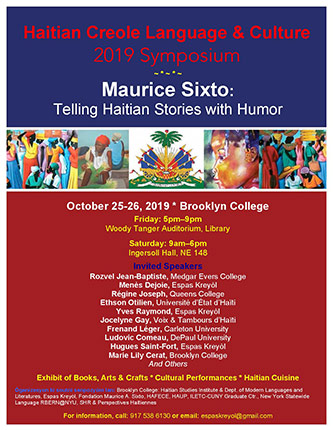 Poster for 'Maurice Sixto: Telling Haitian Stories with Humor'