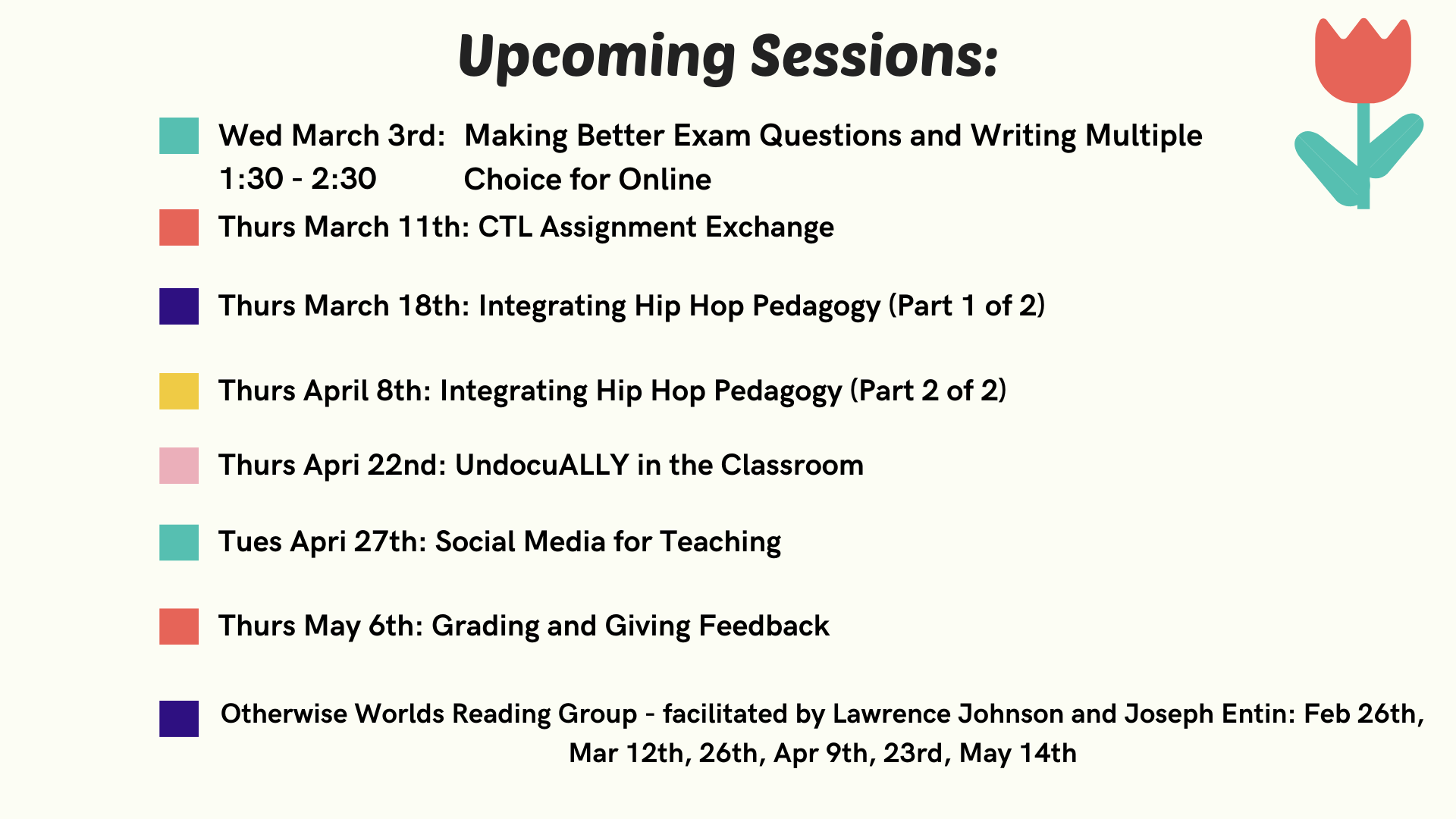 Upcoming CTL Sessions for Spring 2021