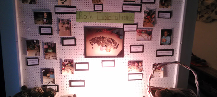 Rock Explorations are on display in the Fours Room. Children make the best theorists as they question, contemplate, consider, reflect, and wonder.