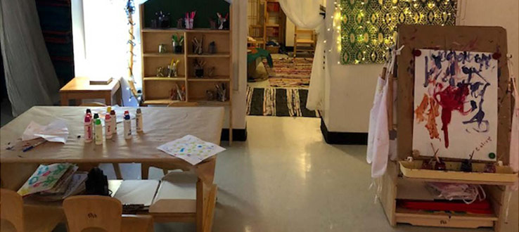 The art area is filled with color, light, texture, and shadow. This is an area where children create, design, and share their work.