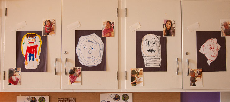 Self portraits are on display in the Threes Room.