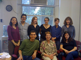 <p>2011–12 Writing Fellows — Back (L to R): Collette Sosnowy, Eli Karetny, Anne Donlon, Stefania Heim, Michelle Billies, Marnie Brady; Front (L to R): Brendan O’Malley (co-coordinator), Ellen Belton (co-coordinator), Tahneer Oksman (co-coordinator).</p>