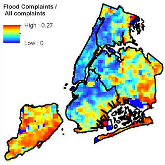 <p>Normalized 311 flood complaints across NYC</p>