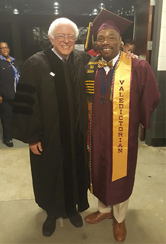 Kevin L. Jones and Senator Bernie Sanders, 2017 Commencement Speaker