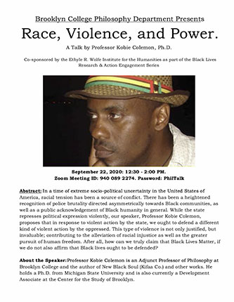 Event Flyer: Race, Violence, and Power.