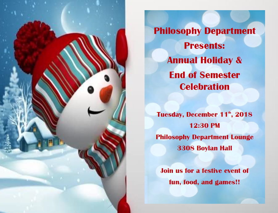 Event Flier: Annual Holiday and End-of-Semester Celebration (December 11) 