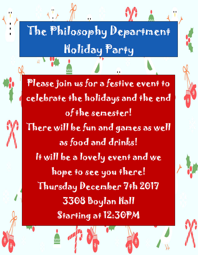 Event Flier: Holiday Party (December 7)