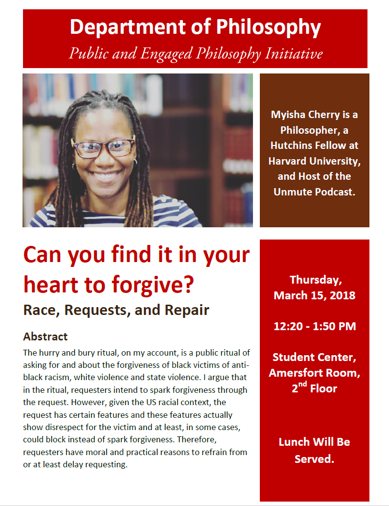 Event Flier: Can you find it in your heart to forgive? (March 15) 