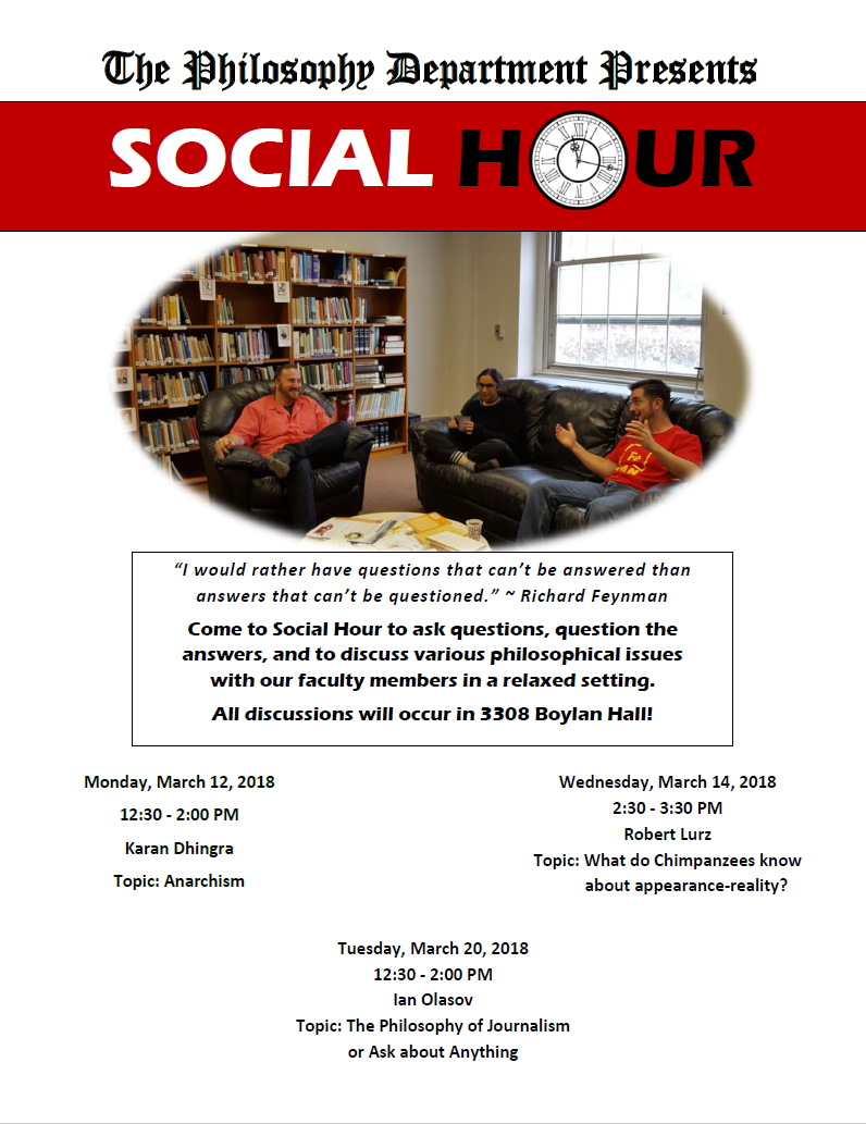 Event Flier: Philosophy Social Hour (March) 