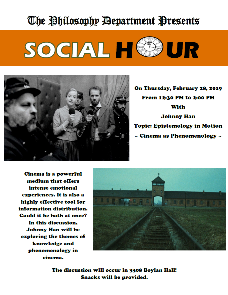 Event Flier: Epistemology in Motion: Cinema as Phenomenology (February 28)
