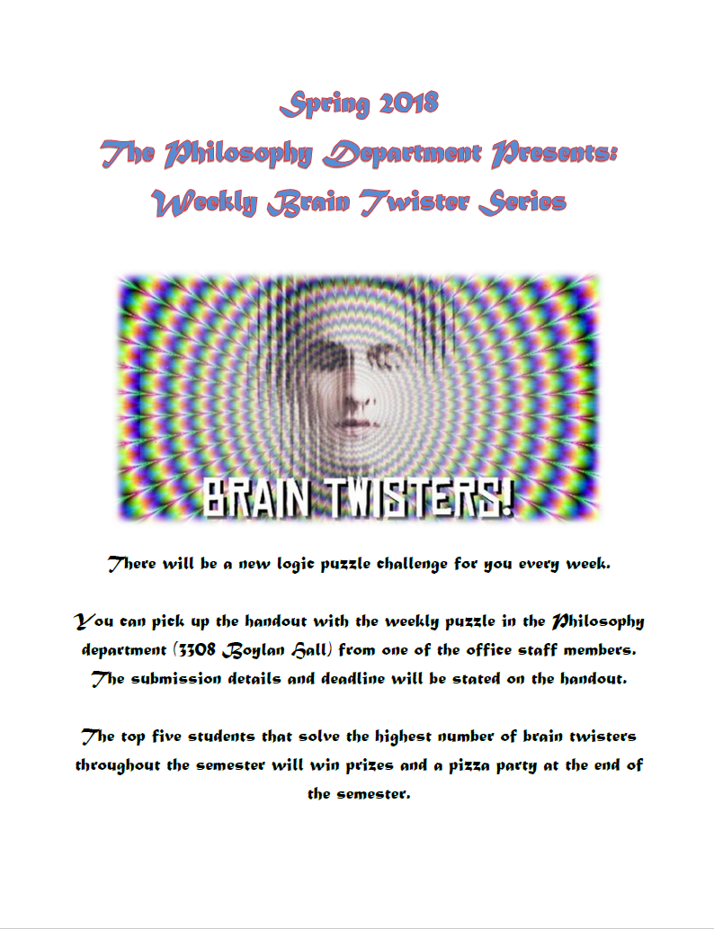 Event Flier: Weekly Brain Twister Series (Spring) 