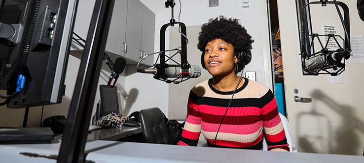 Students gain valuable experience and broadcast their own shows at student-run WBCR on the 3rd floor of Whitehead.