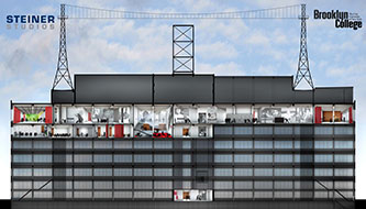 <p>Rendering of the Barry R. Feirstein Graduate School of Cinema inside the Steiner Studios.</p>