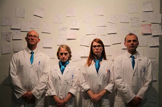 The doctors are in; let the experiments begin! Institute for Psychogeographic Adventure’s Andrew Goldberg, Emily Rea, Liza Wade Green, and Radoslaw Konopka. The doctors are in; let the experiments begin! Institute for Psychogeographic Adventure’s Andrew Goldberg, Emily Rea, Liza Wade Green, and Radoslaw Konopka.