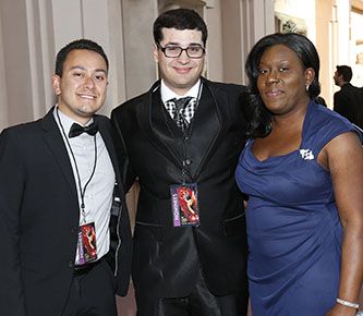 From left, Michael Gomez, Anthony Tart, and Nickesha Johnson at the College Television Awards in Los Angeles.