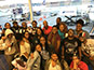 <p>BLMI faculty and students gather for a photo before their flight to Jamaica. Senior Gabrielle Powell is seen toward the back, in the blue t-shirt, third from the right.</p>