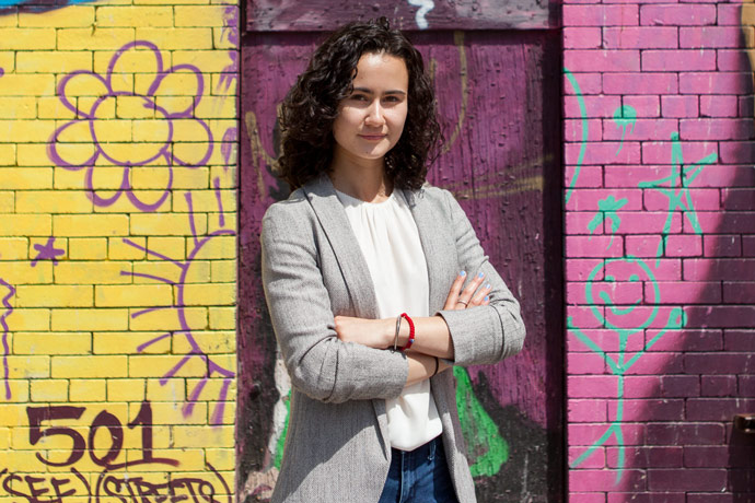 Graduating senior Kelly Alvarez is the M.D. Sass Investment Institute's first award-winning participant. Photo: David Rozenblyum.