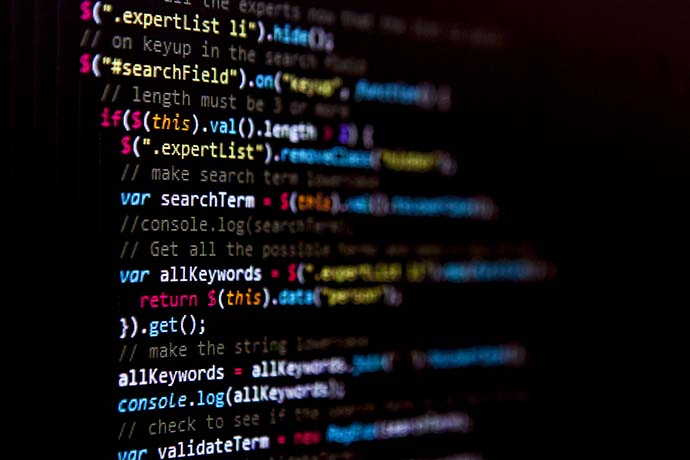 Computer code on a computer screen