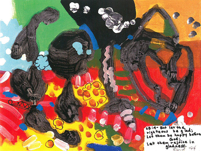 '68:4 — But let the righteous be glad; Let them be happy before God; Let them rejoice in gladness.' from the series of paintings 'Psalm 68'