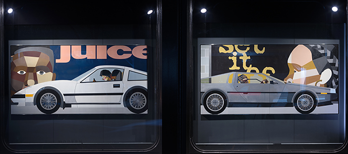 Installation view (detail) of T<em>he Modern Window: Derrick Adams</em>. The Museum of Modern Art, New York. Courtesy of the artist and Salon 94.