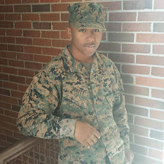 Junior Darian Jobity during his time in the U.S. Marine Corps.