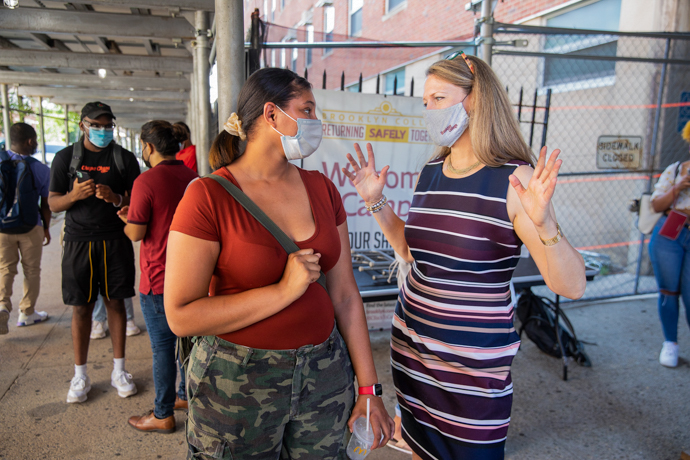President Michelle J. Anderson welcomed back students on the first day of the fall 2021 semester, marking the first time many students, faculty, and staff were back on campus in more than a year.
