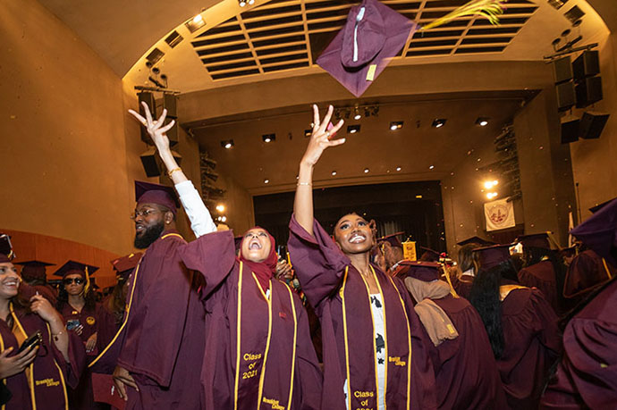 Members of the classes of 2020 and 2021 celebrate at their on-campus Comeback Commencement. 