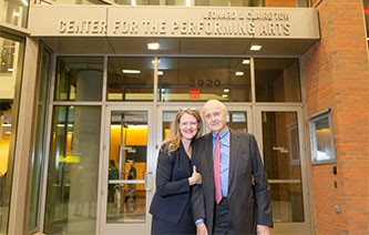 President Michelle J. Anderson with Leonard Tow ‘50