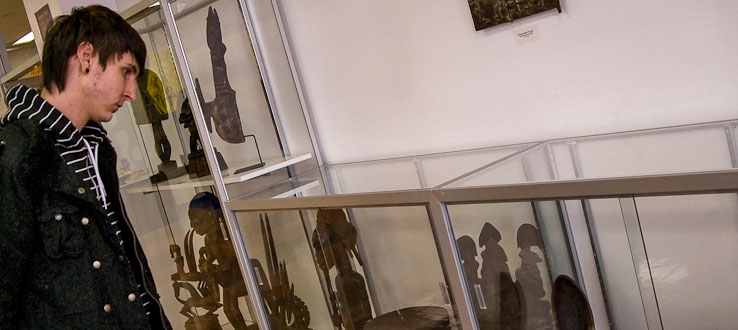 Students have easy access to the Art Gallery in the Student Center.