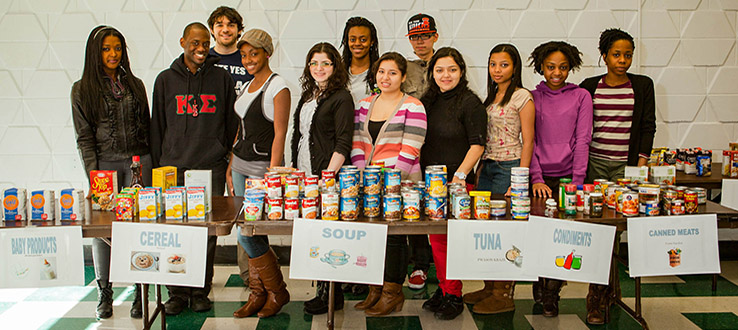 Student-run food drives help the less fortunate.