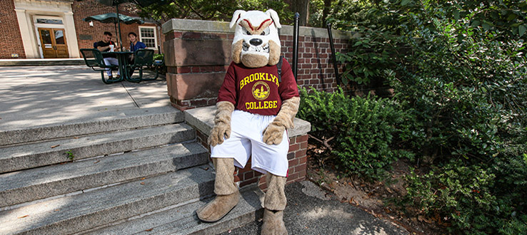 Our mascot, Buster the Bulldog, makes frequent appearances on campus.