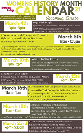Poster for Women's History Month Events