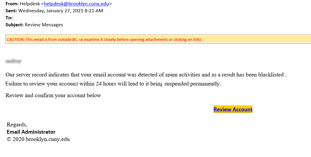 phishing email