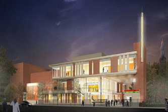 Artist's rendering of the Leonard & Claire Tow Center for the Performing Arts.
