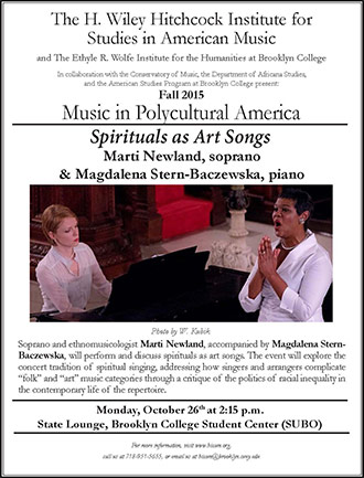 Poster for Spirituals as Art Songs. Inset Image: Photo by W. Kubik.
