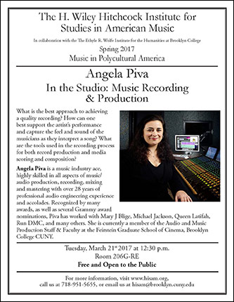 Poster for Angela Piva - In the Studio: Music Recording & Production