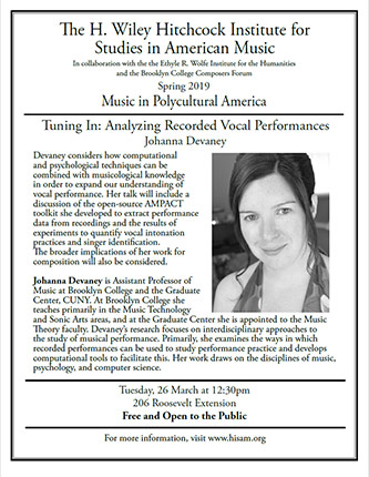 Poster for Music in Polycultural America - <em>Tuning In: Analyzing Recorded Vocal Performances</em>