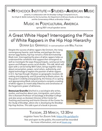 Poster for <em>A Great White Hope? Interrogating the Place of White Rappers in the Hip Hop Hierarchy</em>