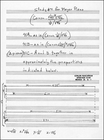 Example 1: Title page for Conlon Nancarrow's <em>Study No. 41</em>