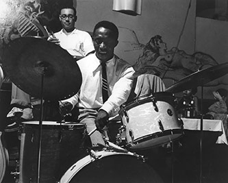 Art Blakey and the Jazz Messengers in performance. Photo by Dale Parent, courtesy of the Art Blakey Estate
