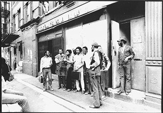 Musicians outside Studio We in New York, c.1973