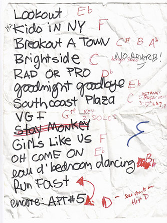 The Julie Ruin setlist in progress